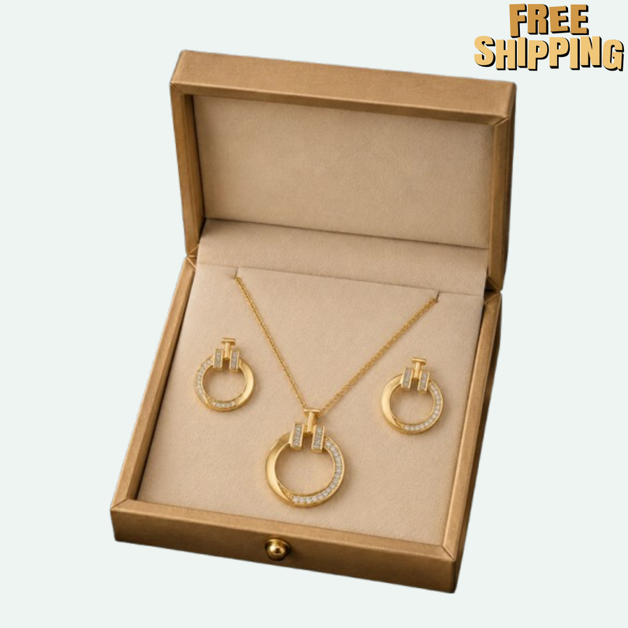 Woman Elegant Stylish Gold Jewelry Set